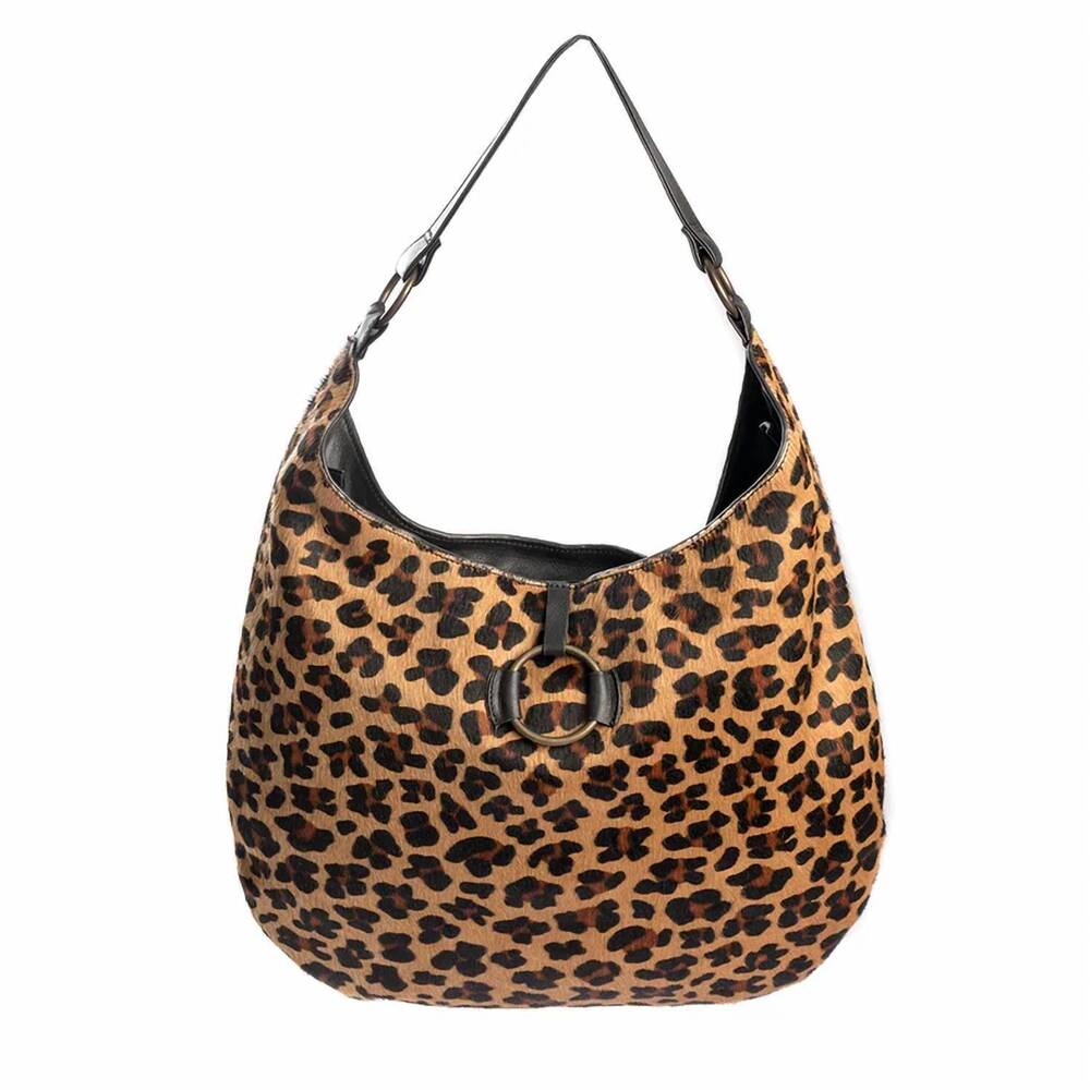 NEW LEANDER LEATHER GOODS women's liz handbag in cheetah